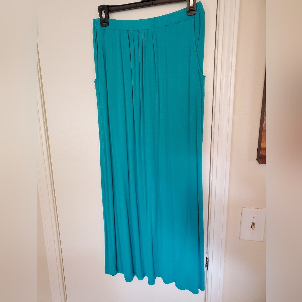 Turquoise Long Skirt w/Pockets